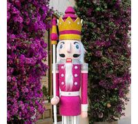 ECOM-CDL Ornamento de Cascanueces de Madera Rojo Rey en el Soporte se sostiene, CDL 120cm 48" 4Ft Alto, Largo K32-1