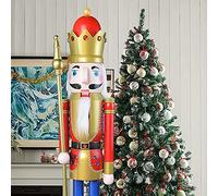 ECOM-CDL Ornamento de Cascanueces de Madera Rojo Rey en el Soporte se sostiene, CDL 120cm 48" 4Ft Alto, Largo(Rey Rojo K01)