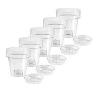 ECOMACETAS FLOWERPOT STORE Maceta para Orquídea, de Plástico Transparente, con Plato Incluido. con Escalón Interior y Base perforable. (5, 14cm)