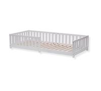 ecomi® Cama infantil de 90 x 200 cm, con protección anticaída y somier de láminas para niños y niñas, madera maciza de pino en color blanco