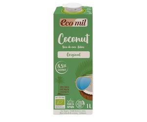 EcoMil - Bebida Vegetal Coco, Bebida de Coco con Jarabe de Agave, Original Calcium, Calcio Añadido, Leche Vegetal Edulcorada con Jarabe de Arce, Sabor a Coco - 1L