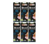 Ecomil - Bebida Vegetal de Almendras, Pack 6 x 1 Litro, Fruto Seco Ecológico, Sin Gluten, Sin Azúcares Añadidos, Apta para Dietas Keto y Veganas