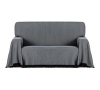 ECOMMERC3 | Foulard Multiusos Reversible de Tejido Jacquard con Flecos Tamaño 180x260 - Foulard Ideal para Sofá y Cama, Transpirable y de Tacto Suave Color Gris Oscuro