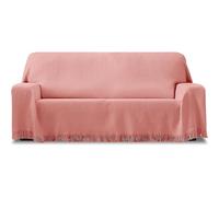 ECOMMERC3 | Foulard Multiusos Reversible Tamaño 230x260 de Tejido Jacquard - Foulard con Flecos Color Rosa Ideal para Sofá o Cama, Transpirable y Tacto Suave