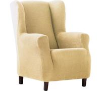 ECOMMERC3 | Funda de Sillón Orejero Bielástica, Transpirable y Protección Completa - Funda Sillón Orejero Color Beige Fácil de Instalar con Espumas de Sujeción y Gomas para Fijación Extra