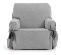 ECOMMERC3 | Funda de Sofá 1 Plaza de Tejido Jacquard No Elástico - Funda Sofá Color Gris Ajuste con Lazos Decorativos y Protección Elegante para tu Sofá