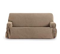 ECOMMERC3 | Funda de Sofá 3 Plazas de Tejido Jacquard No Elástico - Funda Sofá Color Beige Ajuste con Lazos Decorativos y Protección Elegante para tu Sofá