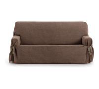 ECOMMERC3 | Funda de Sofá 3 Plazas de Tejido Jacquard No Elástico - Funda Sofá Color Marrón Ajuste con Lazos Decorativos y Protección Elegante para tu Sofá