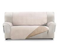 ECOMMERC3 | Funda para Sofá 4 Plazas Tacto Extrasuave - Ajustable con Acolchado Color Lino/Cuero - Reversible