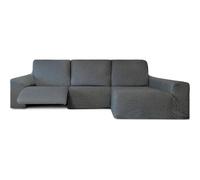 ECOMMERC3 | Funda Sofá Chaiselong Brazo Largo Derecha con Relax Bielástico - Funda Sofá Chaiselongue Gris Oscuro Súper Elástica, Transpirable y Espumas de Sujeción