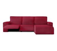 ECOMMERC3 | Funda Sofá Chaiselongue Brazo Corto Derecha con Relax - Funda Sofá ChaiseLongue Color Burdeos Bielástica, Transpirable y Fácil de Colocar con Espumas de Sujeción y Gomas