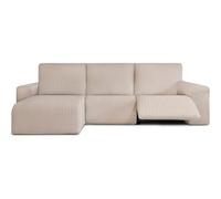 ECOMMERC3 | Funda Sofá Chaiselongue Brazo Corto Izquierda con Relax - Funda Sofá ChaiseLongue Color Lino Bielástica, Transpirable y Fácil de Colocar con Espumas de Sujeción y Gomas