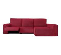 ECOMMERC3 | Funda Sofá Chaiselongue Brazo Largo Derecha con Relax - Funda Sofá ChaiseLongue Color Burdeos Bielástica, Transpirable y Fácil de Colocar con Espumas de Sujeción y Gomas
