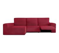 ECOMMERC3 | Funda Sofá Chaiselongue Brazo Largo Izquierda con Relax - Funda Sofá ChaiseLongue Color Burdeos Bielástica, Transpirable y Fácil de Colocar con Espumas de Sujeción y Gomas