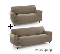 ECOMMERC3 | Funda Sofá Tamaño Pack Duo (3 Plazas + 2 Plazas) Efecto Sofá Nuevo - Funda Sofá Color Lino Fácil Instalación Ajuste