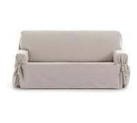 ECOMMERC3 | Funda Sofá Universal con Gomas Elásticas Tamaño 3 Plazas - Funda Ajustable para Sofá Color Crudo/Lino, Protección de Respaldo, Asiento y Brazos Renovación Fácil y Versátil