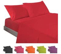 ECOMMERC3 | Juego de Sábanas 3 Piezas Cama 80 Fabricado 100% Made in Spain - Juego de Sábanas con Bajera, Encimera y 1 Funda Almohada Color Rojo, Sábana Extrasuave y Ligera