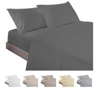 ECOMMERC3 | Juego de Sábanas 3 Piezas Cama 80 Fabricado 100% Made in Spain - Juego de Sábanas con Bajera, Encimera y 1 Funda Almohada Color Antracita, Sábana Extrasuave y Ligera