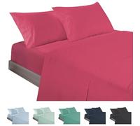 ECOMMERC3 | Juego de Sábanas 4 Piezas Cama 150 Fabricado 100% Made in Spain - Juego de Sábanas con Bajera, Encimera y 2 Fundas Almohada de 45x85 Color Cereza