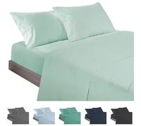 ECOMMERC3 | Juego de Sábanas 4 Piezas Cama 150 Fabricado 100% Made in Spain - Juego de Sábanas con Bajera, Encimera y 2 Fundas Almohada de 45x85 Color Verde