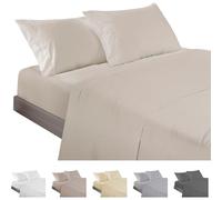 ECOMMERC3 | Juego de Sábanas 4 Piezas Cama 150 Fabricado 100% Made in Spain - Juego de Sábanas con Bajera, Encimera y 2 Fundas Almohada de 45x85 Color Beige
