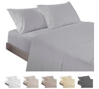 ECOMMERC3 | Juego de Sábanas 4 Piezas Cama 160 Fabricado 100% Made in Spain - Juego de Sábanas con Bajera, Encimera y 2 Fundas Almohada de 45x85 Color Gris Plata