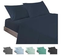 ECOMMERC3 | Juego de Sábanas 4 Piezas Cama 160 Fabricado 100% Made in Spain - Juego de Sábanas con Bajera, Encimera y 2 Fundas Almohada de 45x85 Color Marino