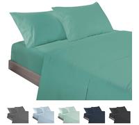 ECOMMERC3 | Juego de Sábanas 4 Piezas Cama 180 Fabricado 100% Made in Spain - Juego de Sábanas con Bajera, Encimera y 2 Fundas Almohada de 45x100 Color Aguamarina