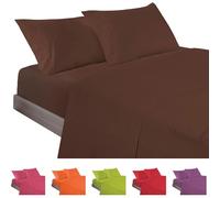 ECOMMERC3 | Juego de Sábanas 4 Piezas Cama 200 Fabricado 100% Made in Spain - Juego de Sábanas con Bajera, Encimera y 2 Fundas Almohada de 45x110 Color Marron