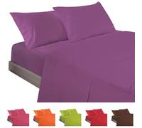 ECOMMERC3 | Juego de Sábanas 4 Piezas Cama 200 Fabricado 100% Made in Spain - Juego de Sábanas con Bajera, Encimera y 2 Fundas Almohada de 45x110 Color Lila