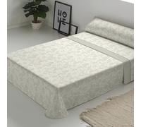 ECOMMERC3 Juego de Sábanas de Franela 3 Piezas Cama 150 Varsovia Beige | Fabricado en España | Juego de Sábanas Invierno con Bajera, Encimera y Funda Almohada | Sábanas Calentitas Transpirables