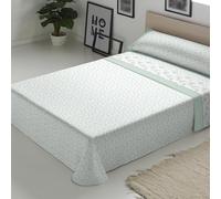 ECOMMERC3 Juego de Sábanas de Franela 4 Piezas Cama 160 Dublin Verde | Fabricado en España | Juego de Sábanas Invierno con Bajera, Encimera y 2 Fundas de Almohada | Sábanas Calentitas Transpirables