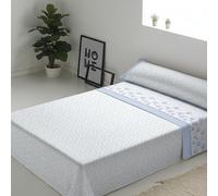 ECOMMERC3 Juego de Sábanas de Franela 4 Piezas Cama 200 Dublin Azul | Fabricado en España | Juego de Sábanas Invierno con Bajera, Encimera y 2 Fundas de Almohada | Sábanas Calentitas Transpirables