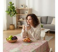 ECOMMERC3 | Mantel Antimanchas para Mesa Redonda Tamaño 140 Redondo - Mantel Antimanchas Tacto Extrasuave e Impermeable Color Rosa