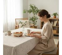 ECOMMERC3 Mantel Hule Antimanchas Mesa Rectangular 220x140 cm Palm Beige | Para comer y hacer deberes en la misma mesa, impermeable, sin lavadora ni plancha, cuerpo firme que no se enrolla, España