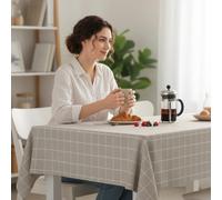 ECOMMERC3 | Mantel Hule Mesa Rectangular Tamaño 100x140 cm - Estilo, Durabilidad y Fácil Limpieza para tu Mesa - Mantel Hule Antimanchas e Impermeable - Square Beige