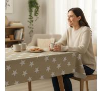 ECOMMERC3 Mantel Navidad Antimanchas Mesa Rectangular 240x140 Polar Beige | Para recibir en casa estas fiestas, antimanchas, apto para lavadora, acabado resinado, hecho en España