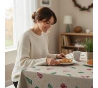 ECOMMERC3 Mantel Navidad Antimanchas Mesa Rectangular 300x140 Piñas Verde | Para dejar la mesa lista de una vez, impermeable, se lava a máquina, tacto de tela, 55% algodón y 45% poliéster