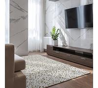 ECOMMERC3 Moma - Alfombra Salon Beige de 135 x 200 con Textura Muy Suave y Acolchada | Alfombras Lavables en Lavadora de Poliéster Soft con un Diseño Elegante Ideal para Decorar Cualquier Espacio