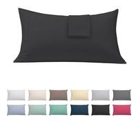ECOMMERC3 | Pack 2 Fundas Almohada 45x85 Extrasuave y Confortable - Funda Almohada Color Negro Fabricada 100% en España, Transpirable, Fácil de Lavar