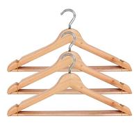 ECOMMERC3 | Pack de 9 Perchas de Madera Natural Resistentes y Elegantes para Ropa, Trajes, Camisas y Pantalones - 9 Perchas Madera Natural Robusta y Elegante