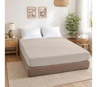 ECOMMERC3 | Sábana Bajera Cama 105 Ajustable 100% Algodón Suave, Transpirable y Ajuste Sábana Bajera Color Tierra para Colchones de hasta 30 cm de Altura