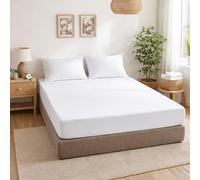 ECOMMERC3 | Sábana Bajera Cama 105 Ajustable 100% Algodón Suave, Transpirable y Ajuste Sábana Bajera Color Blanco para Colchones de hasta 30 cm de Altura