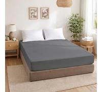 ECOMMERC3 | Sábana Bajera Cama 105 Ajustable 100% Algodón Suave, Transpirable y Ajuste Sábana Bajera Color Antracita para Colchones de hasta 30 cm de Altura