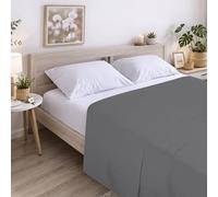 ECOMMERC3 | Sábana Encimera Cama 200 100% Algodón Suave, Transpirable Sábana Encimera Extrasuave Color Antracita