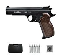 Ecommur. Bruni P210 CN-819| Pistola de perdigones (Bolas BB's de Acero) de Aire comprimido semiautomática 4,5mm + maletín + balines y CO2
