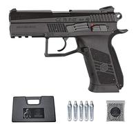 Ecommur. CZ 75 P-07 Duty | Pistola de perdigones (Bolas BB's de Acero) de Aire comprimido semiautomática 4,5mm + maletín + balines y CO2
