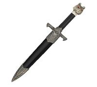 ECOMMUR Daga Ojos-Rojos Negra con Hoja de 16,7cm | Cuchillo-puñal templario histórico de coleccionista con Vaina. Colección de artículos Antiguos