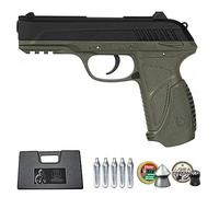 Ecommur. PT-85 blowback gamo Olive (Verde) | Pistola de Aire comprimido y perdigones semiautomática 4,5mm + maletín + 2 Cajas de balines y CO2
