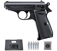 Ecommur. Walther PPK/s blowback | Pistola de perdigones (Bolas BB's de Acero) de Aire comprimido semiautomática 4,5mm + maletín + balines y CO2